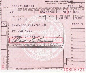 Certificate Clint Eastwood 1969 Merc good