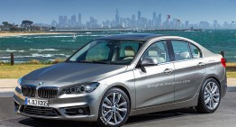 Digital render for the new BMW 1 Series Sedan – CLA rival