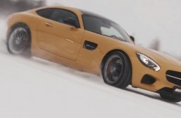 Mikko Hirvonen, drifting the Mercedes-AMG GT S on a Frozen Lake