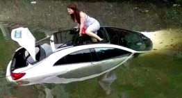 She parked her Mercedes in a river