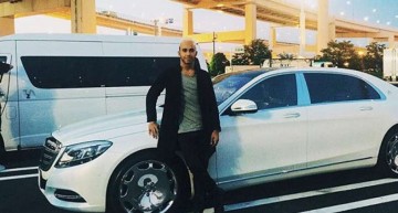 Not his usual ride: Lewis Hamilton gets the Mercedes-Maybach
