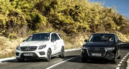 Goliath vs Goliath. 2017 Mercedes GLE 350 d versus the all-new Audi Q7 3.0 TDI