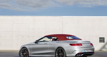 Mercedes-AMG S 63 4MATIC  Cabriolet “Edition 130” (Fuel consumption combined: 10.4 l /100 km; combined CO2 emissions: 244 g/km; Kraftstoffverbrauch kombiniert: 10,4 l/100 km; CO2-Emissionen kombiniert: 244 g/km)Exterieur: AMG Alubeam silberexterior: AMG alubeam silver Stoffverdeck Rot / fabric soft top red