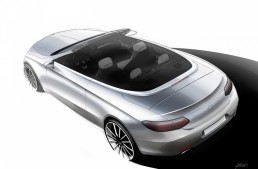 It’s that teasing game again – 2017 Mercedes-Benz C-Class Cabriolet sketched before its Geneva debut