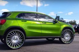 Apple green Mercedes-Benz GLA gets 26-inch Forgiato wheels for the hip hop videos