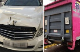 Road-bomb! Horror truck driver attacks Mercedes-Benz sedan