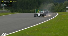 Sparks come out of cars as Hamilton wins the Austrian Grand Prix