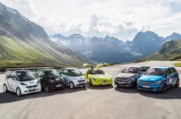 Nine Mercedes-Benz “green” cars run in the Silvretta E-Car Rally