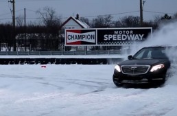 Expect the unexpected: Driver drifts a Mercedes-Benz S-Class 4Matic on snow