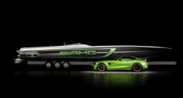 50’ Marauder AMG Cigarette Racing boat inspired by the Mercedes-AMG GT R