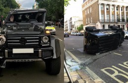 When worlds collide – Brabus G500 4×4² hit by Prius, rolls over