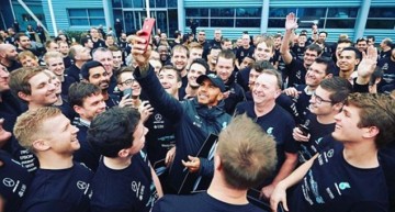 The champion has come home – Lewis Hamilton meets with the team after becoming a 4th time world champion