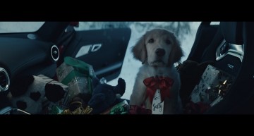Santa Claus has got a puppy for a co-driver on-board the Mercedes-AMG GT