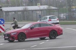 Caught in the act. The Mercedes-AMG GT 4-Door Coupé seen in traffic
