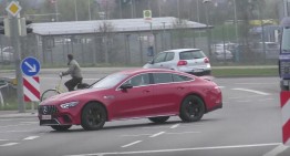 Caught in the act. The Mercedes-AMG GT 4-Door Coupé seen in traffic