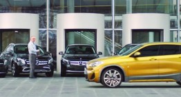 BMW advertises its X2 in a Mercedes-Benz dealership