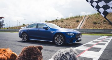 World champion Lewis Hamilton arrives on time at the party with the Mercedes-AMG GT 4-Door Coupé