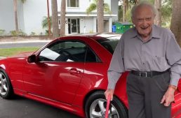 107-year old man drives 99-year old fiancee in red Mercedes-Benz SLK