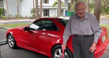 107-year old man drives 99-year old fiancee in red Mercedes-Benz SLK
