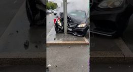 Live crash: Young Russians party hard, destroy Mercedes