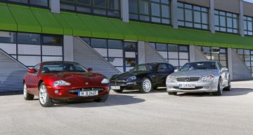 Emotional comparison test by auto motor und sport: Mercedes SL 500 vs Jaguar XK8, Maserati Coupe