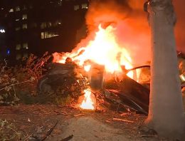 Mercedes-Benz flies off a bridge, catches fire, driver survives