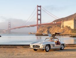 A 1955 Mercedes 300 SL for sale at a Bonhams auction starting at 1.3 million USD
