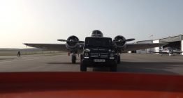 Mercedes-Benz G-Class fights Land Rover Defender pulling a WWII bomber