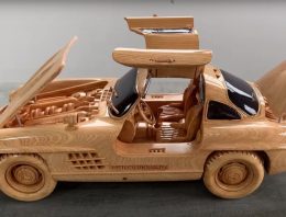 Mercedes 300 SL Wood Model With Functional Gullwing Doors
