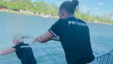 Lewis Hamilton Pushes His Physiotherapist Into the River After P3 in the Canadian Grand Prix