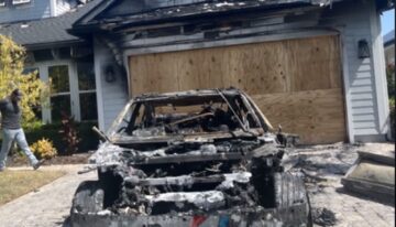 A loaner Mercedes EQE 350+ caught fire in the garage of a Florida mansion even though it wasn’t on charge