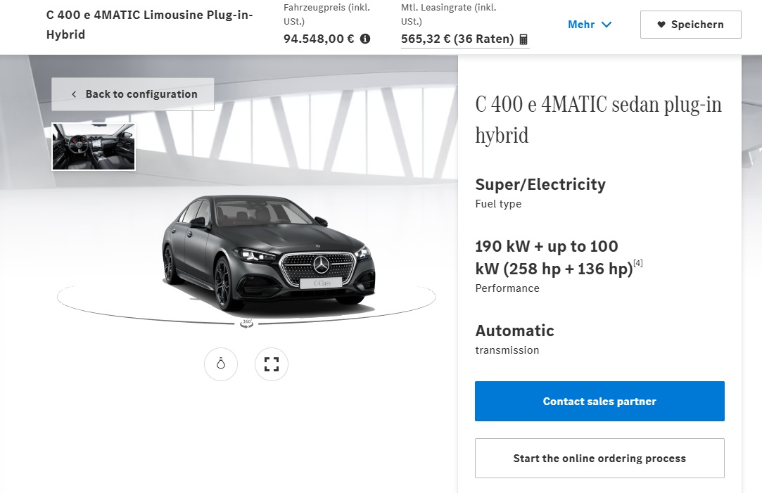 mercedes C-Class W206 facelift prices